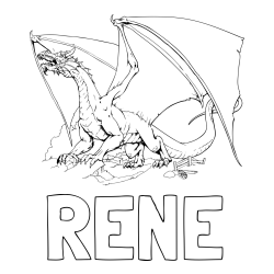 Online izdelana pobarvanka - Pobarvanka imena RENE in pobarvanka strašnega zmaja