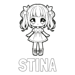 Pobarvanka imena STINA in pobarvanka anime punčke