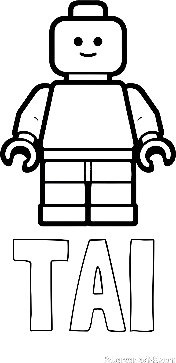 Pobarvanka imena TAI in pobarvanka LEGO figurice fanta