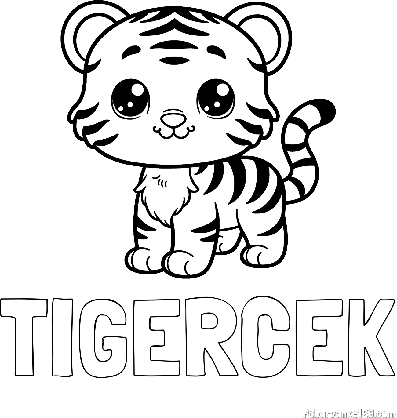 Pobarvanka imena TIGERČEK in pobarvanka ljubkega tigrčka