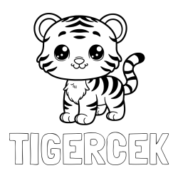Online izdelana pobarvanka - Pobarvanka imena TIGERČEK in pobarvanka ljubkega tigrčka