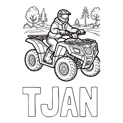 Online izdelana pobarvanka - Pobarvanka imena TJAN in pobarvanka motorista na štirikolesniku