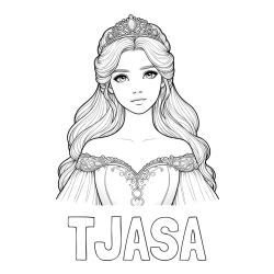 Pobarvanka imena TJAŠA in pobarvanka realistične princese