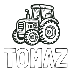 Pobarvanka imena TOMAŽ in pobarvanka čudovitega traktorja