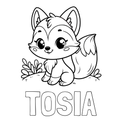 Online izdelana pobarvanka - Pobarvanka imena TOSIA in pobarvanka lisičke