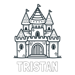Online izdelana pobarvanka - Pobarvanka imena TRISTAN in otroška pobarvanka gradu