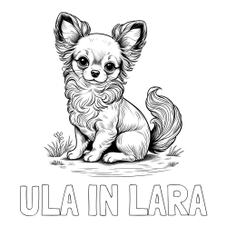 Online izdelana pobarvanka - Pobarvanka imena ULA IN LARA in pobarvanka ljubke čivave