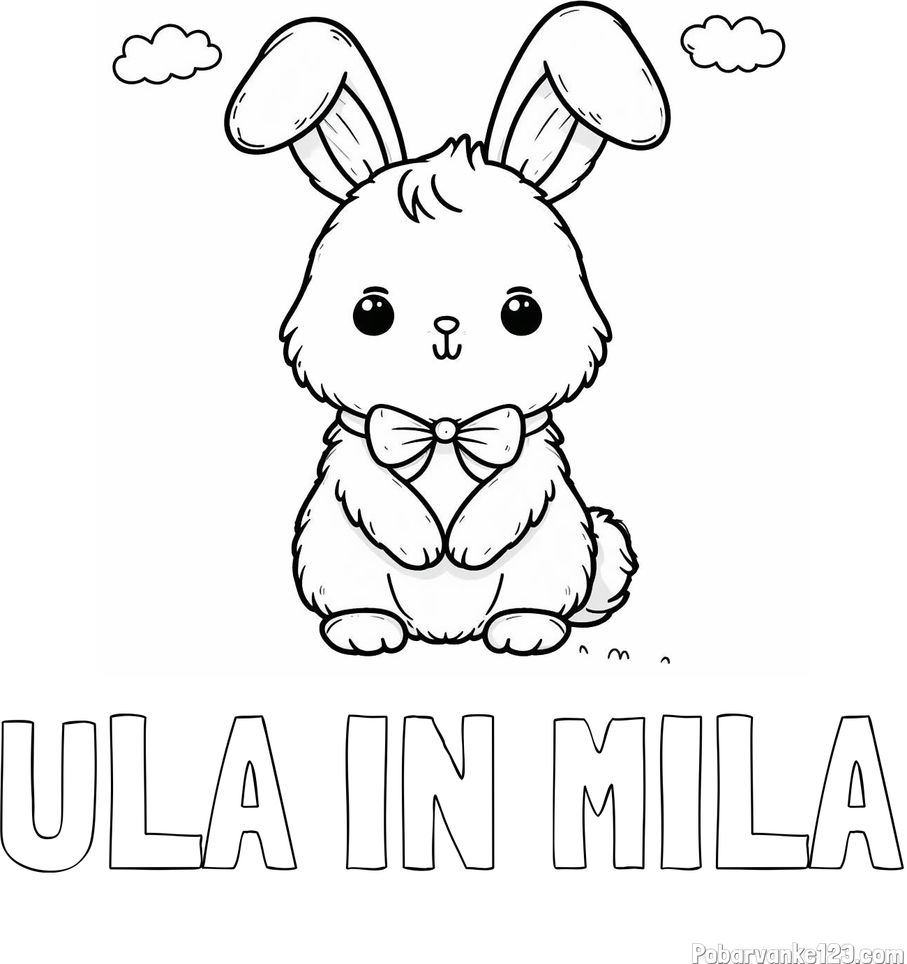 Pobarvanka imena ULA IN MILA in pobarvanka prikupnega zajčka
