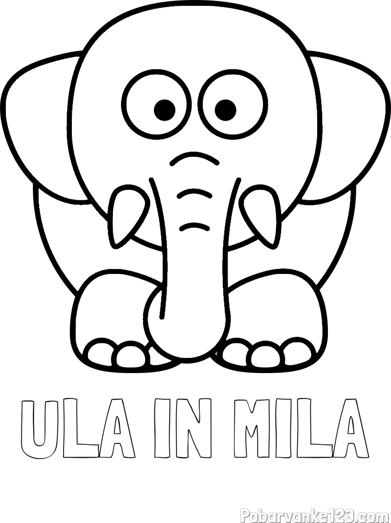 Pobarvanka imena ULA IN MILA in pobarvanka slona
