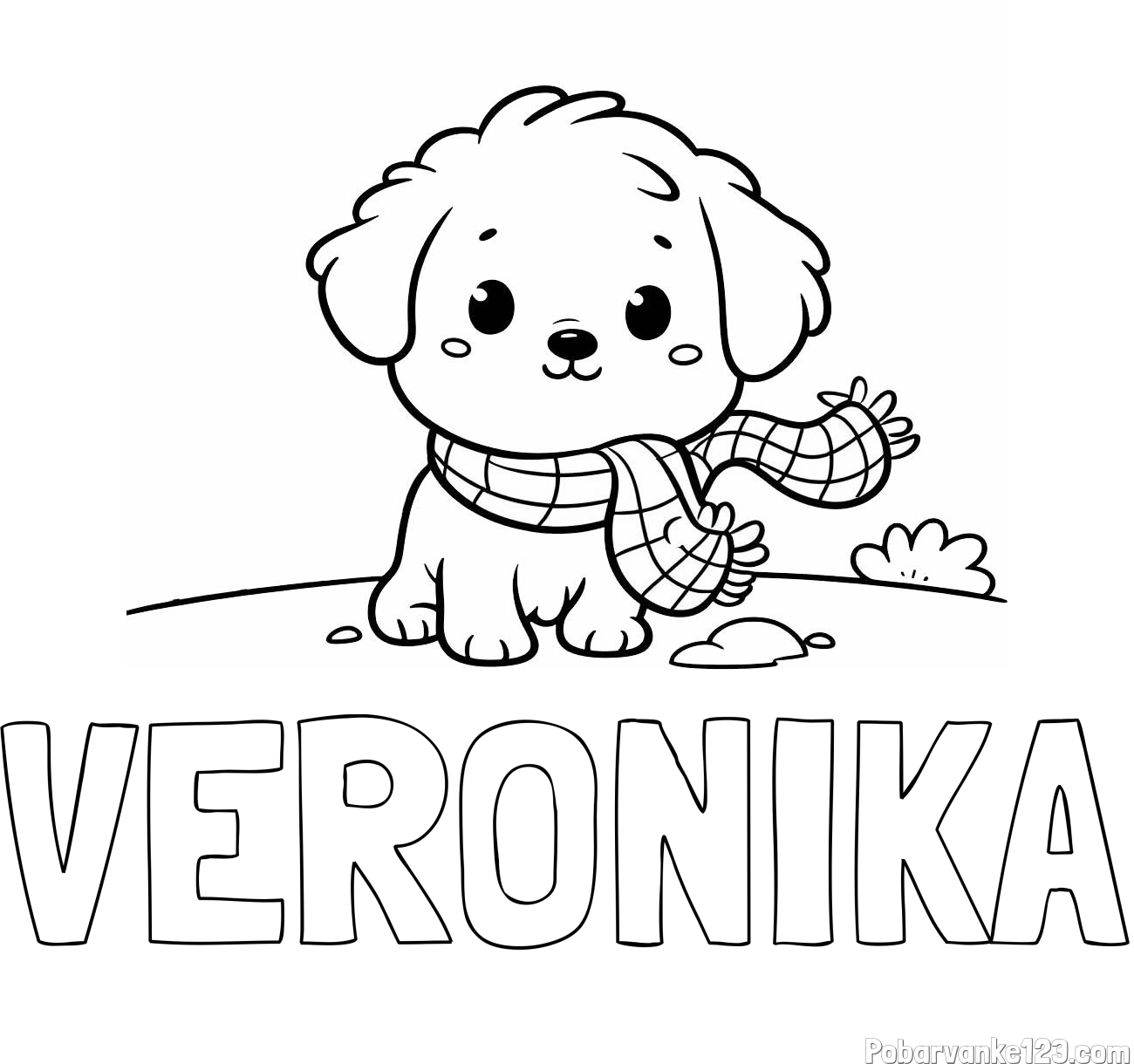 Pobarvanka imena VERONIKA in pobarvanka prikupnega psička
