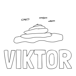 Online izdelana pobarvanka - Pobarvanka imena VIKTOR in kakica