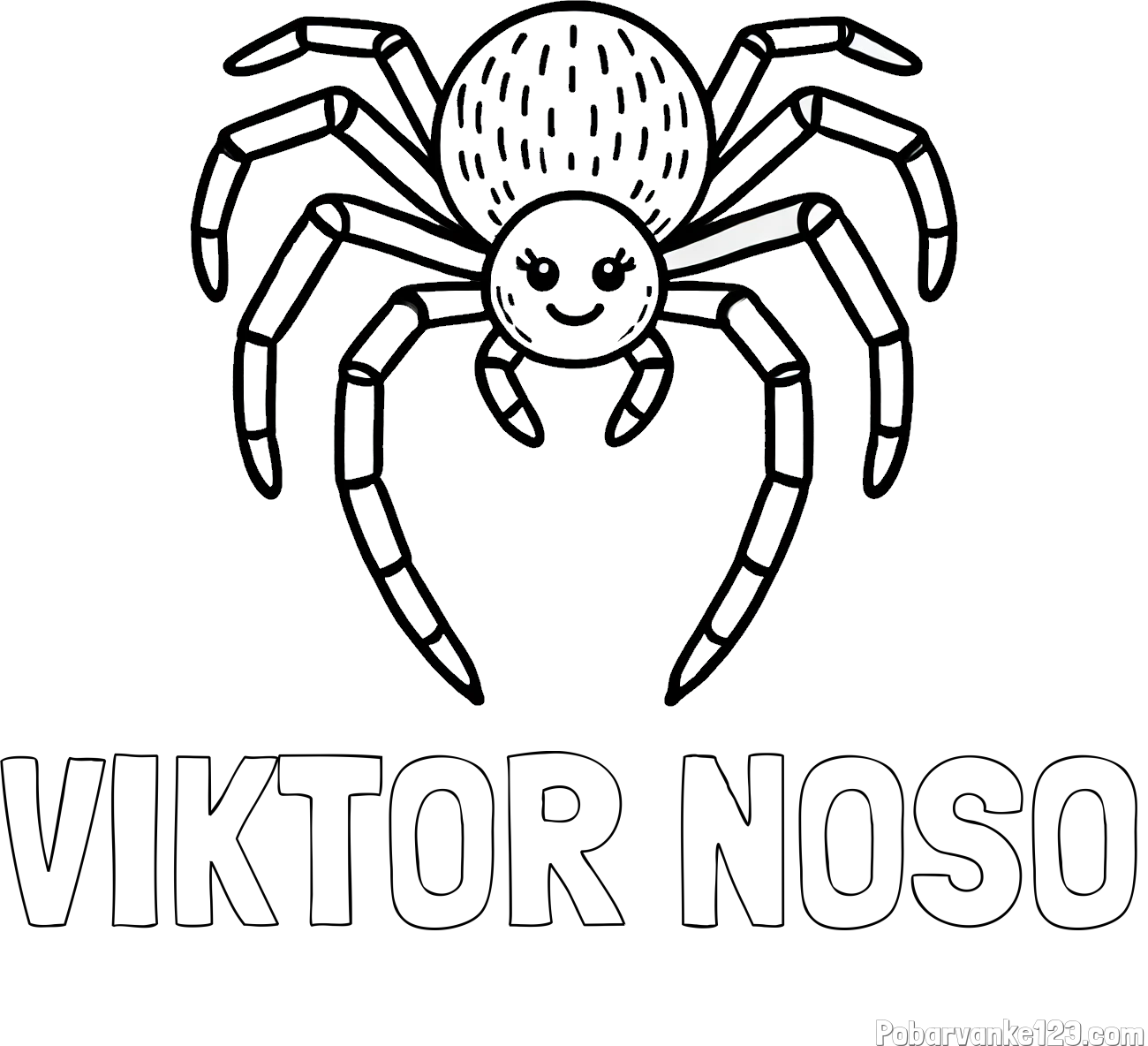 Pobarvanka imena VIKTOR NOSO in pobarvanka veselega pajka