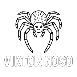Online izdelana pobarvanka - Pobarvanka imena VIKTOR NOSO in pobarvanka veselega pajka