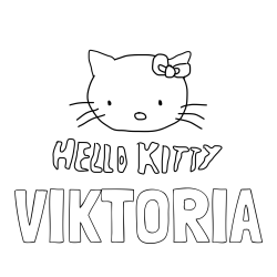 Online izdelana pobarvanka - Pobarvanka imena VIKTORIA in pobarvanka ljubke mucke Hello Kitty