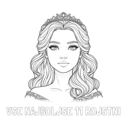 Online izdelana pobarvanka - Pobarvanka imena VSE NAJBOLJŠE 11 ROJSTNI in pobarvanka ljubke princese s krono