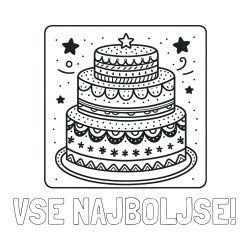 Online izdelana pobarvanka - Pobarvanka imena VSE NAJBOLJŠE! in pobarvanka slastne torte