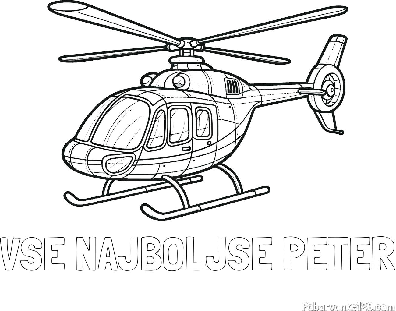 Pobarvanka imena VSE NAJBOLJŠE PETER in pobarvanka sodobnega helikopterja
