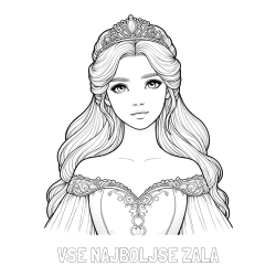 Online izdelana pobarvanka - Pobarvanka imena VSE NAJBOLJŠE ZALA in pobarvanka realistične princese