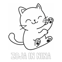 Online izdelana pobarvanka - Pobarvanka imena ZOJA IN NINA in pobarvanka razigranega mucka