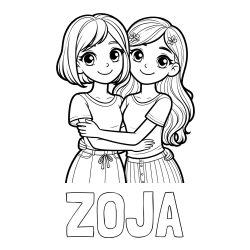 Pobarvanka imena ZOJA in pobarvanka ljubkih prijateljic