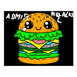 Pobarvana pobarvanka - Otroška pobarvanka nasmejanega hamburgerja