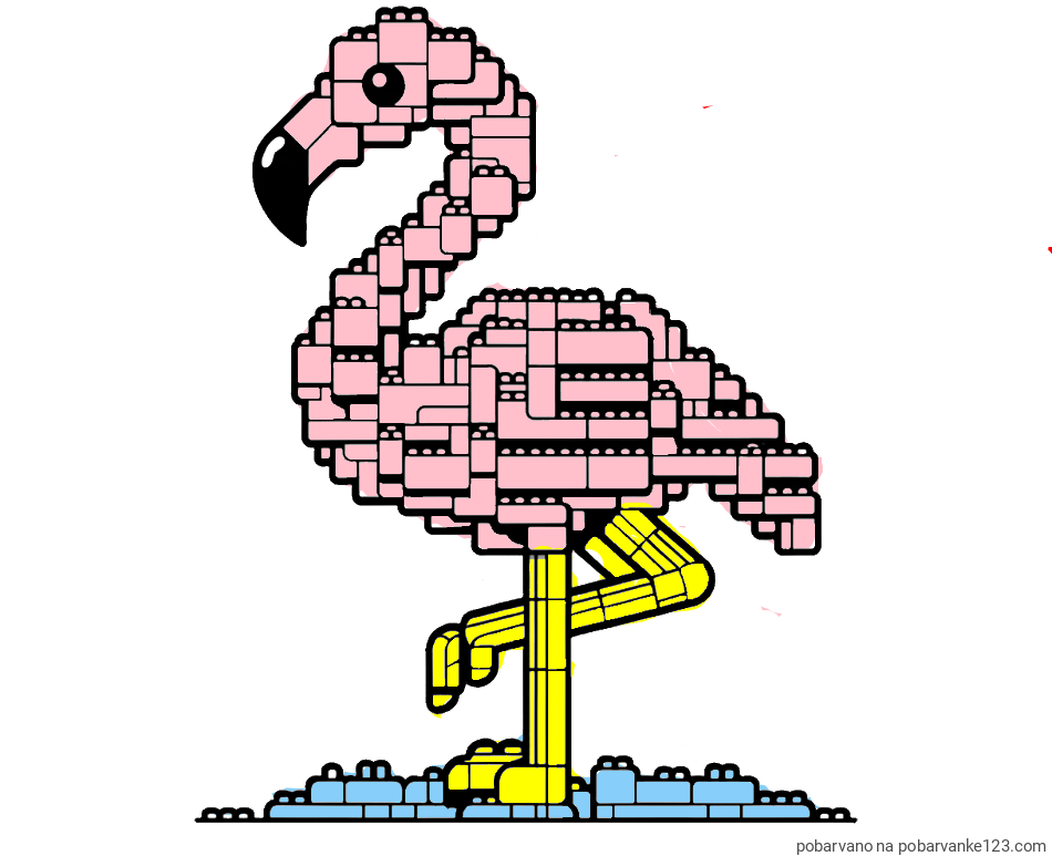 POBARVANA POBARVANKA - Pobarvanka flaminga sestavljenega iz LEGO kock