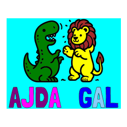 POBARVANA POBARVANKA - Pobarvanka imena AJDA   GAL in pobarvanka dinozavra, ki napada leva