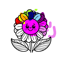 Pobarvana pobarvanka - Pobarvanka ljubke in nasmejane rože