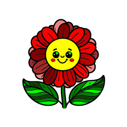 Pobarvana pobarvanka - Pobarvanka ljubke in nasmejane rože