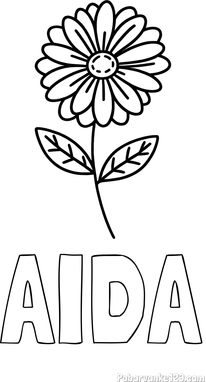 Pobarvanka imena AIDA in pobarvanka rožice