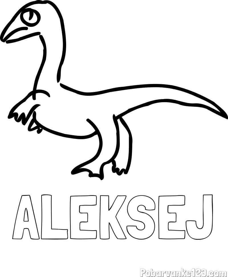 Pobarvanka imena ALEKSEJ in pobarvanka žalostnega dinozavra