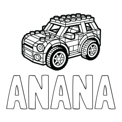 Online izdelana pobarvanka - Pobarvanka imena ANANA in pobarvanka avtomobila sestavljenega iz LEGO kock
