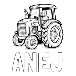 Online izdelana pobarvanka - Pobarvanka imena ANEJ in pobarvanka starega, a lepega traktorja