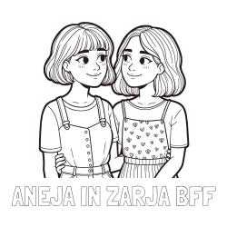 Online izdelana pobarvanka - Pobarvanka imena ANEJA IN ZARJA BFF in pobarvanka dveh najboljših prijateljic