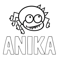 Online izdelana pobarvanka - Pobarvanka imena ANIKA in pobarvanka smešnega pajka
