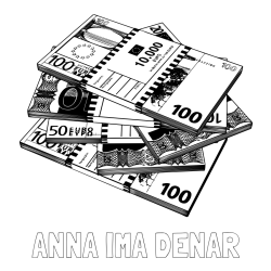 Online izdelana pobarvanka - Pobarvanka imena ANNA IMA DENAR in pobarvanka evrskih bankovcev