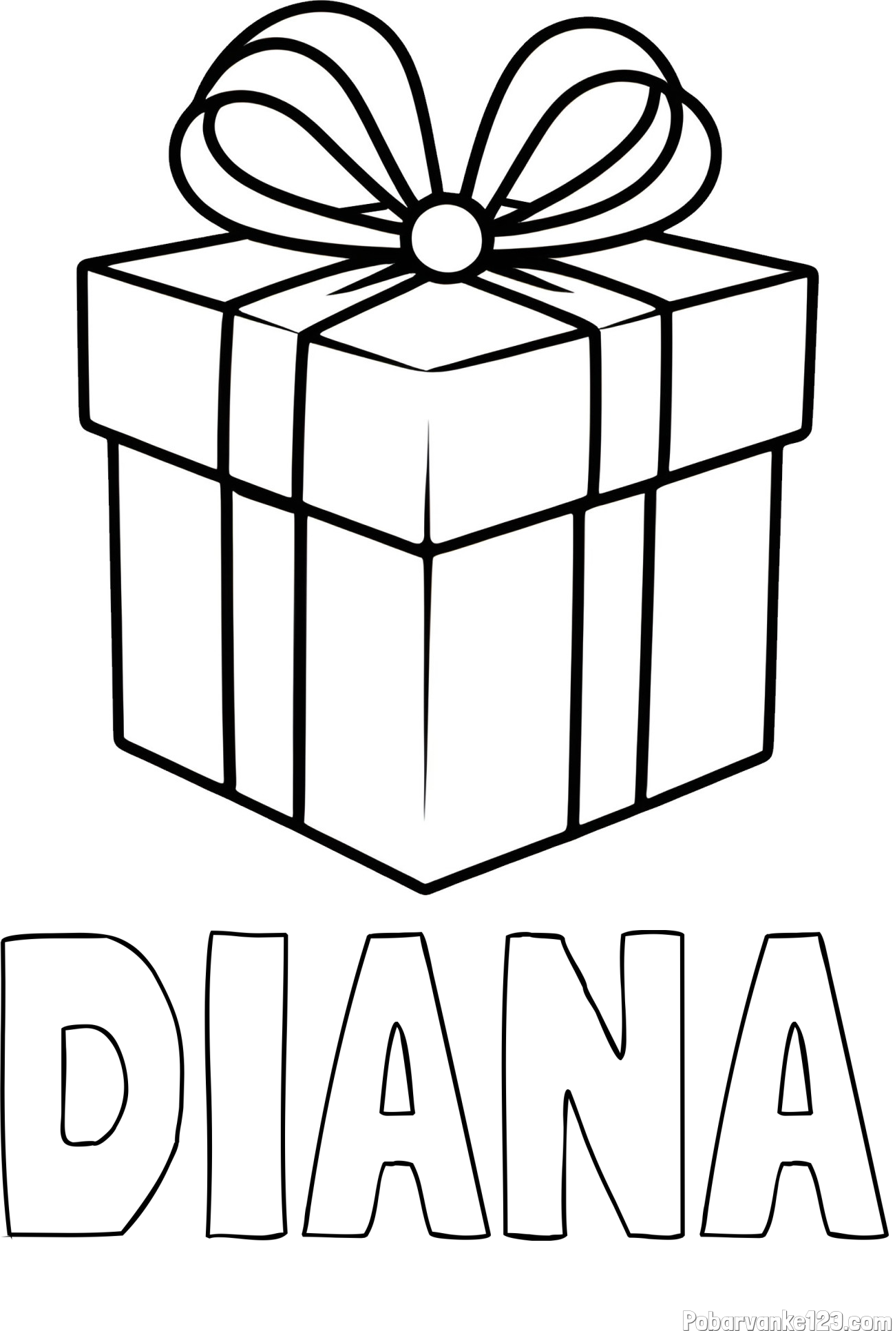 Pobarvanka imena DIANA in pobarvanka preprostega darila