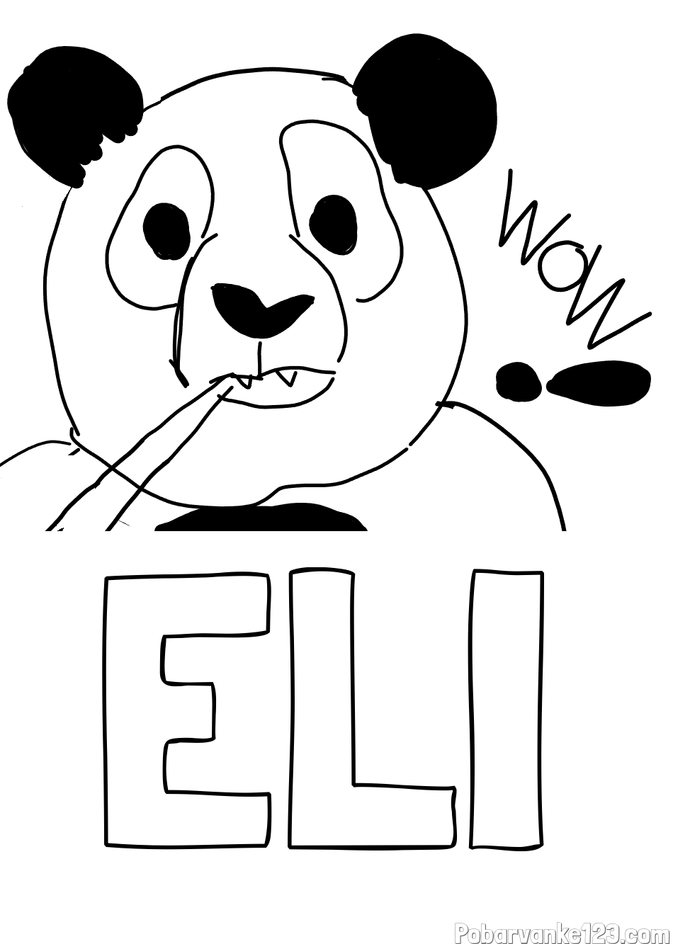 Pobarvanka imena ELI in pobarvanka “Prestrašena panda”