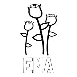Online izdelana pobarvanka - Pobarvanka imena EMA in pobarvanka treh vrtnic