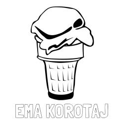 Online izdelana pobarvanka - Pobarvanka imena EMA KOROTAJ in pobarvanka kepice sladoleda v kornetu