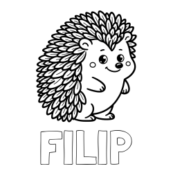 Pobarvanka imena FILIP in pobarvanka prisrčnega ježka