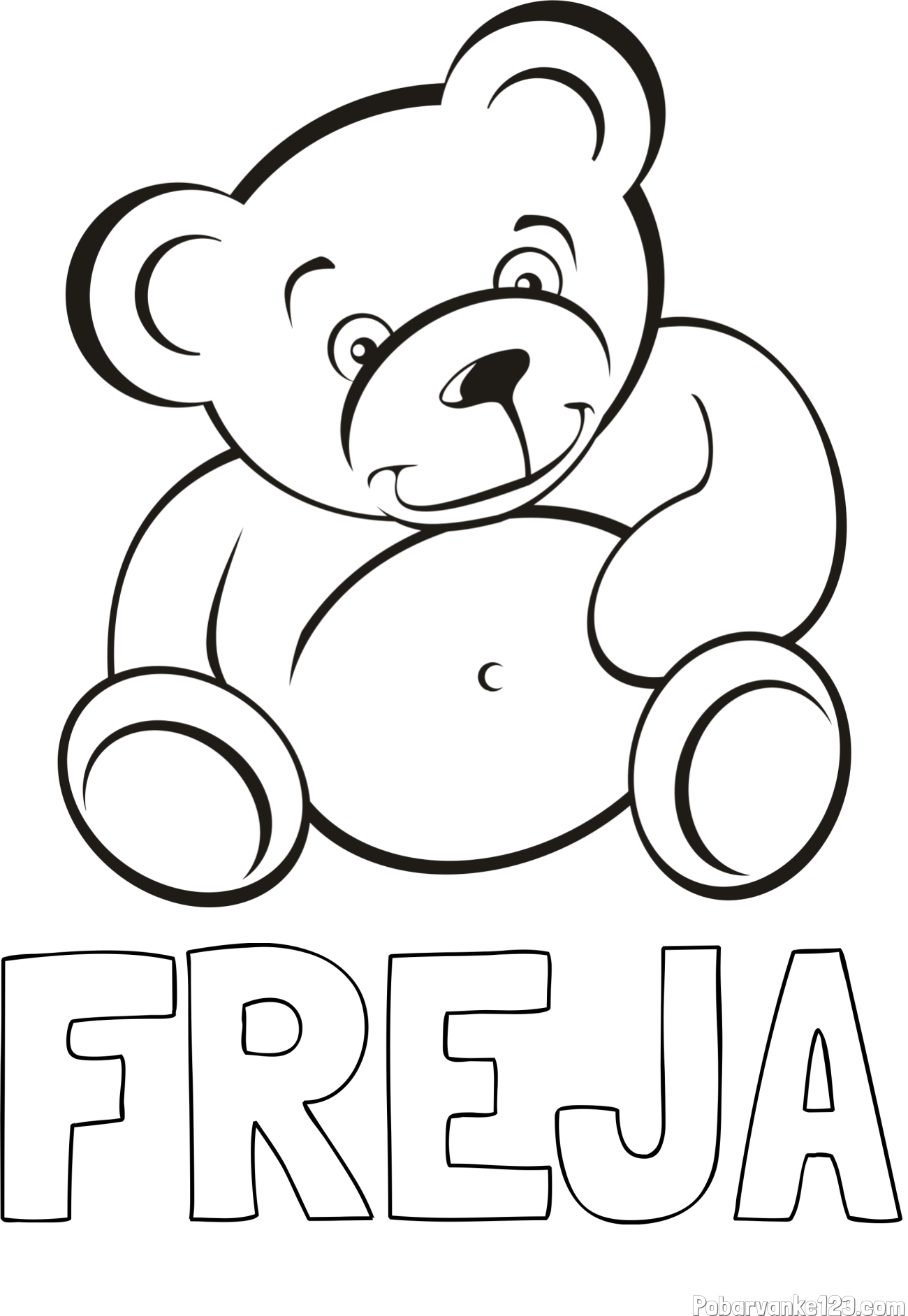Pobarvanka imena FREJA in pobarvanka medvedka