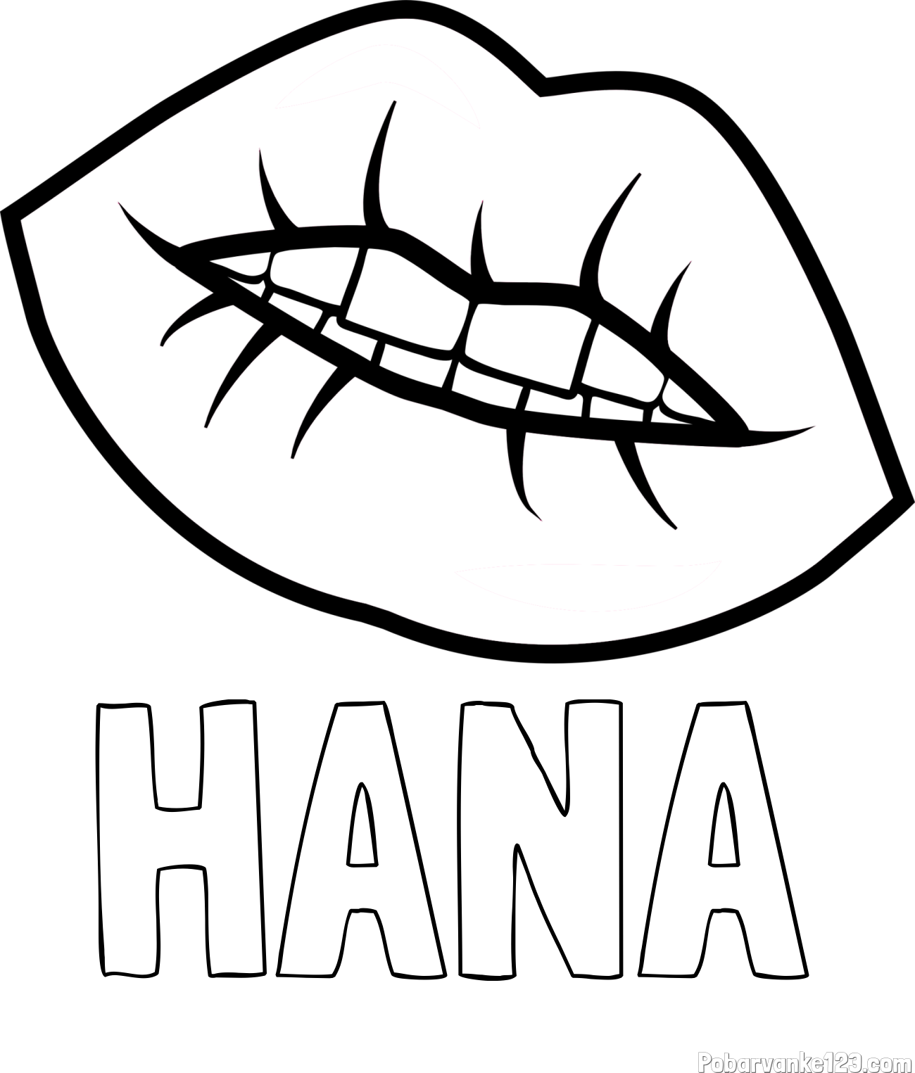 Pobarvanka imena HANA in pobarvanka ustnic