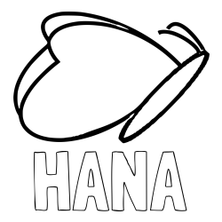 Online izdelana pobarvanka - Pobarvanka imena HANA in preprosta pobarvanka metulja v letu