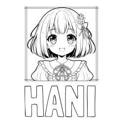 Online izdelana pobarvanka - Pobarvanka imena HANI in pobarvanka ljubke punčke v anime slogu