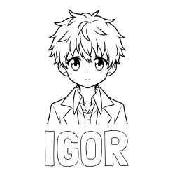 Online izdelana pobarvanka - Pobarvanka imena IGOR in pobarvanka fanta v anime slogu
