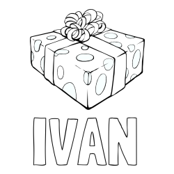 Online izdelana pobarvanka - Pobarvanka imena IVAN in božično darilo