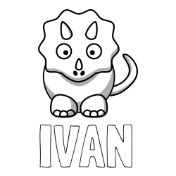 Online izdelana pobarvanka - Pobarvanka imena IVAN in pobarvanka dinozavra triceratops