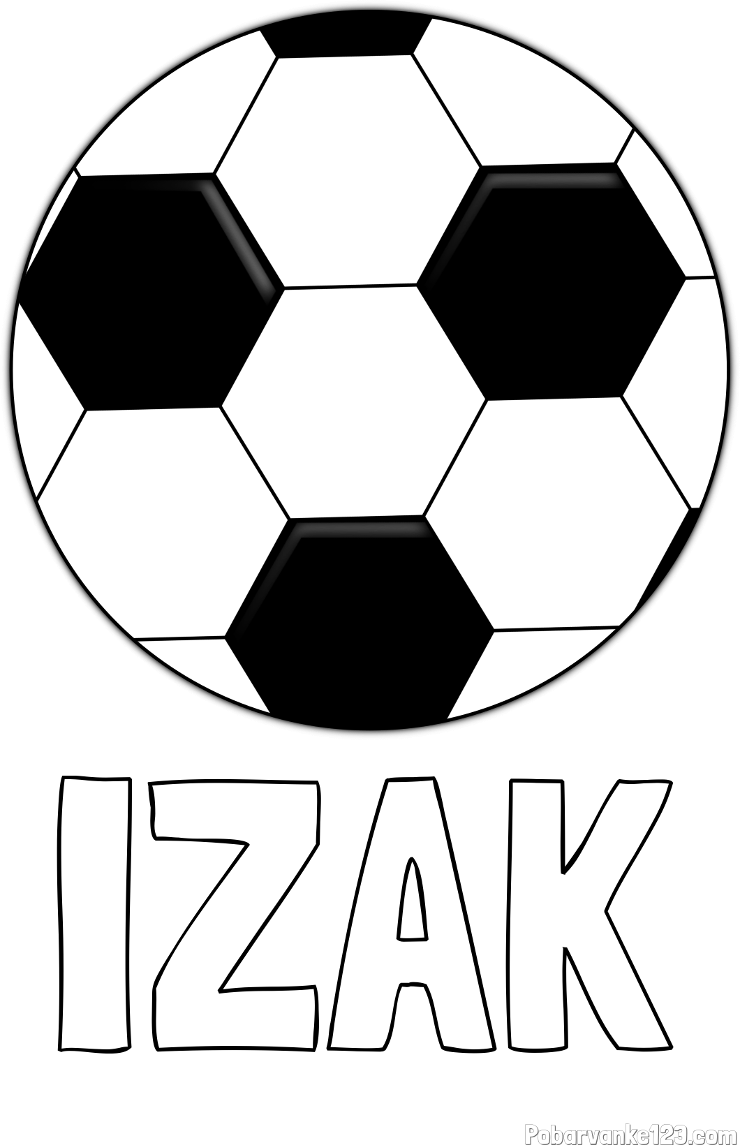 Pobarvanka imena IZAK in pobarvanka nogometne žoge