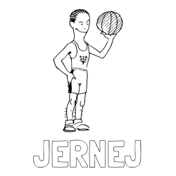 Online izdelana pobarvanka - Pobarvanka imena JERNEJ in pobarvanka nasmejanega košarkarja